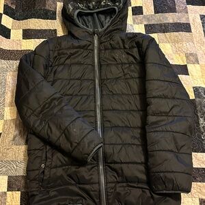 UA boys YXL Black Hooded Puffer Jacket